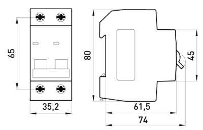 Modular circuit breaker E.MCB.STAND.45.2.C25, 2P, 25 A, C, 4.5 kA, E.NEXT