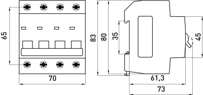 Modular circuit breaker E.MCB.STAND.45.4.C20, 4P, 20 A, C, 4.5 kA, E.NEXT