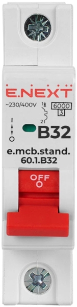 Modular circuit breaker E.MCB.STAND.60.1.B40, 1P, 40 A, B, 6 kA, E.NEXT