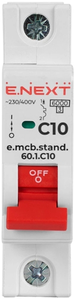 Modular circuit breaker E.MCB.STAND.60.1.C10, 1P, 10 A, C, 6 kA, E.NEXT