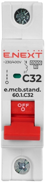Modular circuit breaker E.MCB.STAND.60.1.C32, 1P, 32 A, C, 6 kA, E.NEXT