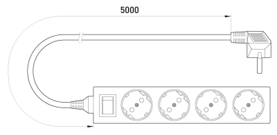 SWITCH E.ES.4.5.Z.S.B 4 SOCKETS, 5 M, WITH PROTECTION, WITH KEY, BABY PROTECT E.NEXT