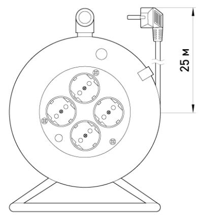 VERLÄNGERUNGSLEITUNG E.ES.ROLL.4.25.Z.B. AUF TROMMEL MIT GRIFF, 4 KONTAKTE, MIT C/C, ÜBERLASTSCHUTZ, 25M, BABY PROTECT, KABEL 3X1,5 MM² E.NEXT
