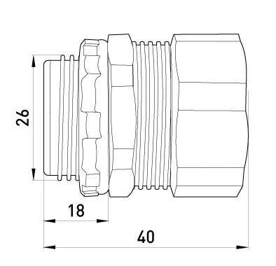 Straight INLET JOINT E.MET.DIR.STAND.SLDX.18 FOR METAL sleeve /corrubated/ 18MM, E.NEXT