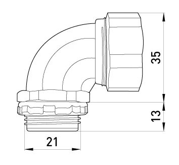 RACORD DE INTRARE UNGHI E.MET.SUPORT UNGHI SLDX.18 PENTRU MANȘON METALIC /CORUPTIE/ 18MM E.NEXT
