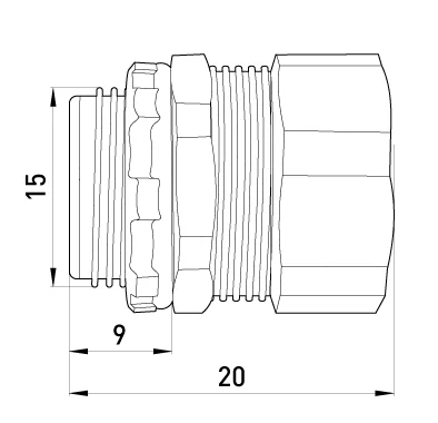 Входна муфа права e.met.dir.stand.sldx.10 за металоръкав 10 mm (5/16"), IP65 E.NEXT