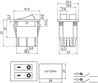 DOPPELSCHLÜSSELSCHALTER E.SWITCH.KEY.02, 6-POLIG, AUS/EIN, MIT HINTERGRUNDBELEUCHTUNG E.NEXT