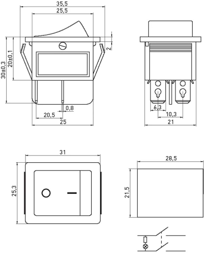KEY switch E.SWITCH.KEY.04, 4 PIN, off/on, WITH backlight, E.NEXT