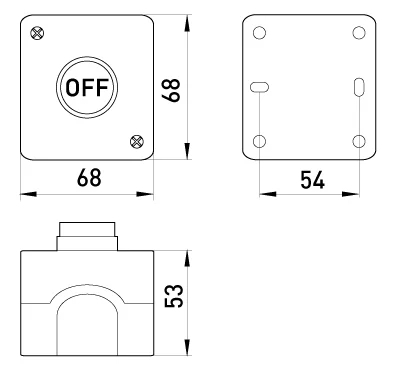 STOP BUTTON BOX, E.CS.STAND.XAL.D.118, STOP, "MUSHROOM" TYPE E.NEXT