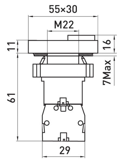 DOPPELTER RECHTECKIGER TASTER MIT HINTERGRUNDBELEUCHTUNG E.MB.BW8465, GRÜN/ROT (KONVEX ROT), NO+NC E.NEXT