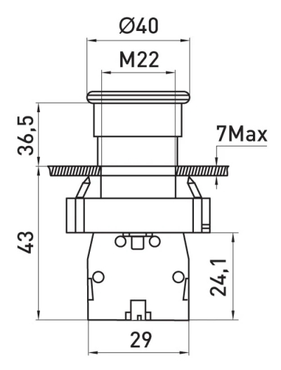 BUTON TIP CIUPERCĂ E.MB.BS542, CU FIXARE ȘI ROTARE, ROȘU, 1NC E.NEXT