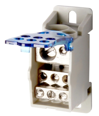 Distribution blocks E.SN.PRO.160 FOR din-rail, 160 A (input 1*10-70, 1*6-16 mm²/output 6*2,5-16 mm²), E.NEXT