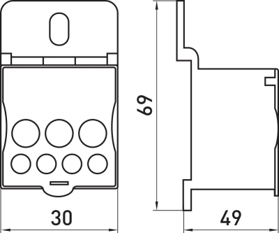Distribution blocks E.SN.PRO. 80 FOR din-bar, 80 A (input 1*6,,,16 mm²/output 4*2,5...6, 2*2,5...16 mm²), E.NEXT