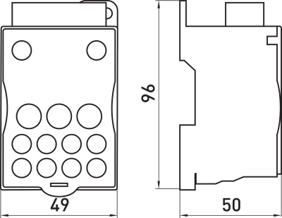 Distribution blocks E.SN.PRO.500 FOR din-rail, 500 A (input 1*3×15...24 mm² /output 2*6...35, 5*2.5...16, 4*2.5...10 mm², E.NEXT