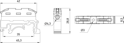 QUICK connection terminal E.LC.PRO.DIN.UNI.PL.1 two-way WITH LEVER FOR din-rail, E.NEXT