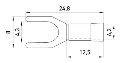 CABLE terminal, insulated, FORK E.TERMINAL.STAND.SV.3,5.4.YELLOW 2.5-4 mm², yellow, E.NEXT