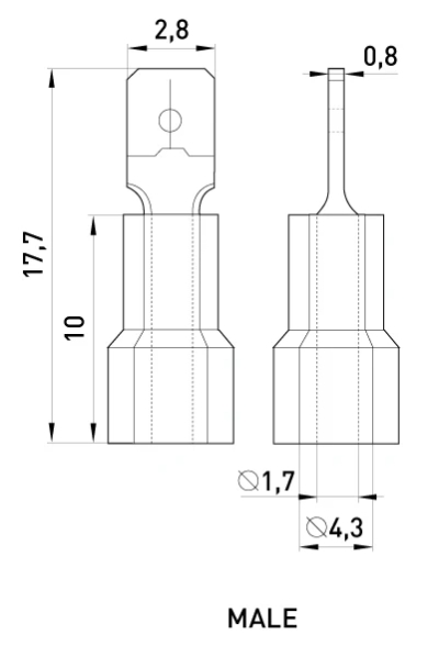 CABLE TERMINAL, INSULATED E.TERMINAL.STAND.MDD1.25.110.8 (DD.M.0,5.1,5) E.NEXT