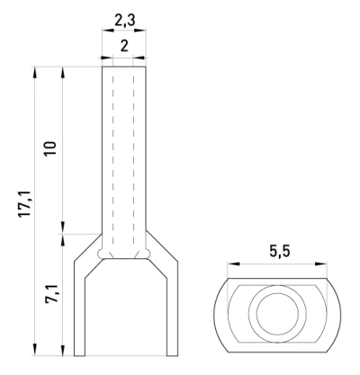CABLE TERMINAL, E.TERMINAL.STAND TE.2.1.RED (TE1010 RED) 2X1 MM², RED E.NEXT