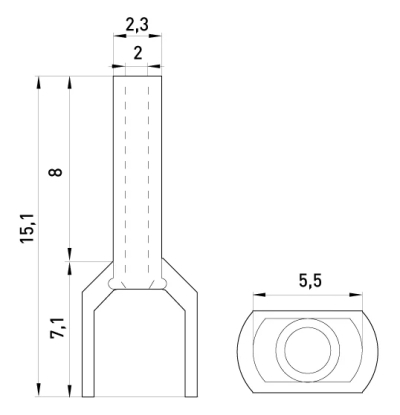 TERMINAL CABLU, IZOLAT E.SUPORT TERMINAL TE.2.1.ALB (TE1008 ALB) 2X1 MM², ALB E.NEXT