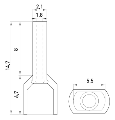 CABLE TERMINAL, INSULATED E.TERMINAL.STAND TE.2.0.75.ORANGE (TE7508 ORANGE) 2X0.75 MM², ORANGE E.NEXT