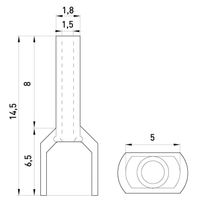 CABLE TERMINAL, INSULATED E.TERMINAL.STAND TE.2.0.5.WHITE (TE0508 WHITE) 2X0.5 MM², WHITE E.NEXT