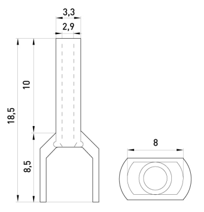 CABLE terminal insulated E.TERMINAL.STAND.TE.2.2.5. (TE2510 RED) 2×2.5 MM, RED, E.NEXT