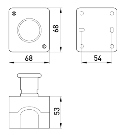 STOP BUTTON IN BOX, MUSHROOM TYPE E.CS.STAND.XAL.D.164, OFF BUTTON, RED, NC E.NEXT