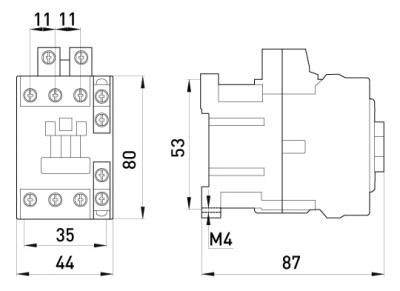 Contactor E.INDUSTRIAL.UKC.12.24, 24 V, 1NO+1NC, E.NEXT