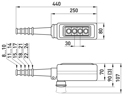 REMOTE CONTROL, WITH 4 BUTTONS E.CS.STAND.XAC.A.481, 4NO+ 4NC E.NEXT