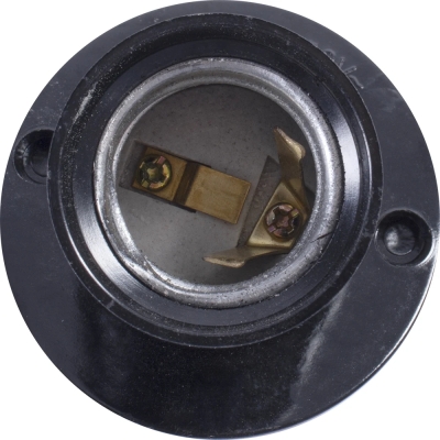 Bakelite LAMP holder E.LAMP socket WALL SKEW SIDE.E27.BK.BLACK, WALL mounting, E27, offset, BLACK, E.NEXT