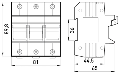 FUSE holder FOR DIN RAIL E.FUSE.1451.H3, FOR FUSES 14×51, 3P, 63 A, E.NEXT
