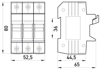 FUSE holder FOR DIN RAIL E.FUSE.1038.H3, FOR FUSES 10×38, 3P, 32 A, E.NEXT