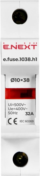 FUSE holder FOR DIN RAIL E.FUSE.1038.H1, FOR FUSES 10×38, 1P, 32 A, E.NEXT