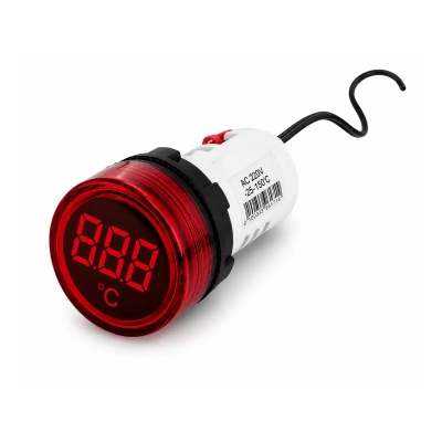 Temperaturanzeige-LED E.AD22.TEMP, Ø22 mm, AC 80–230 V, -25…+150 °C, rot, E.NEXT