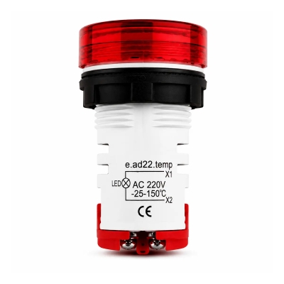Temperaturanzeige-LED E.AD22.TEMP, Ø22 mm, AC 80–230 V, -25…+150 °C, rot, E.NEXT