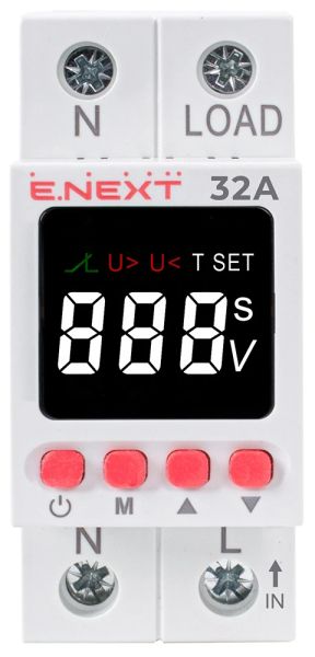 Spannungsregelungsrelais E.NEXT e.control.v32, 32 A, einphasig, mit Digitalanzeige