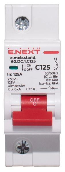 Întrerupător modular e.mcb.stand.60.DC.1.C125, 1p, 125A, C, 6kA, DC E.NEXT